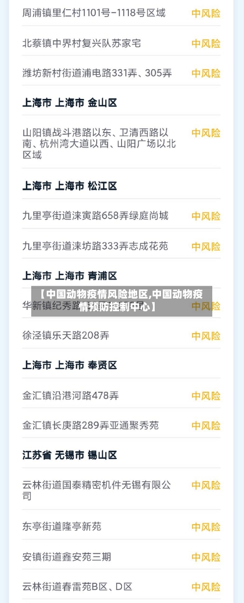 【中国动物疫情风险地区,中国动物疫情预防控制中心】