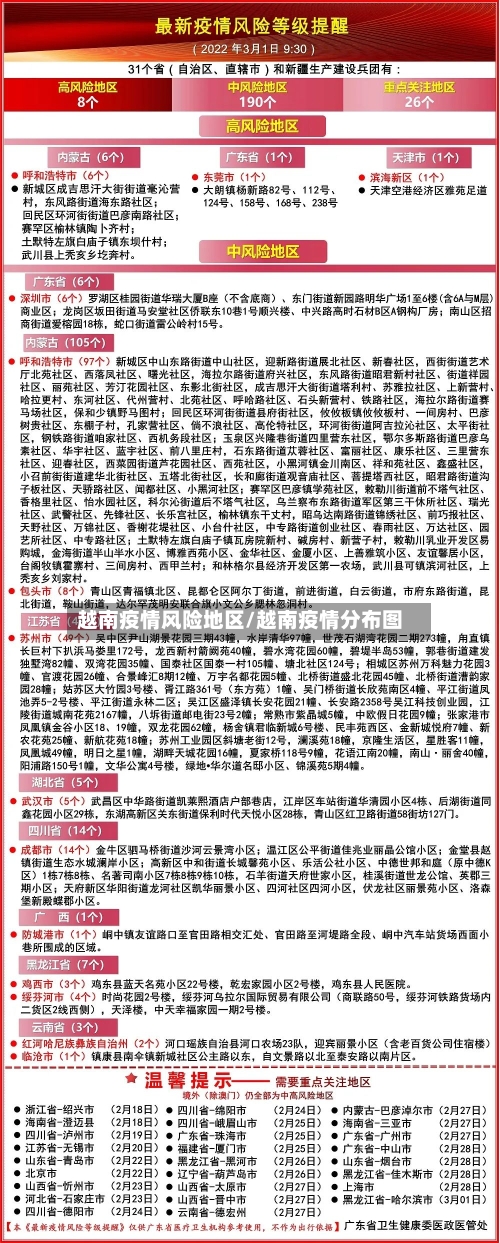 越南疫情风险地区/越南疫情分布图