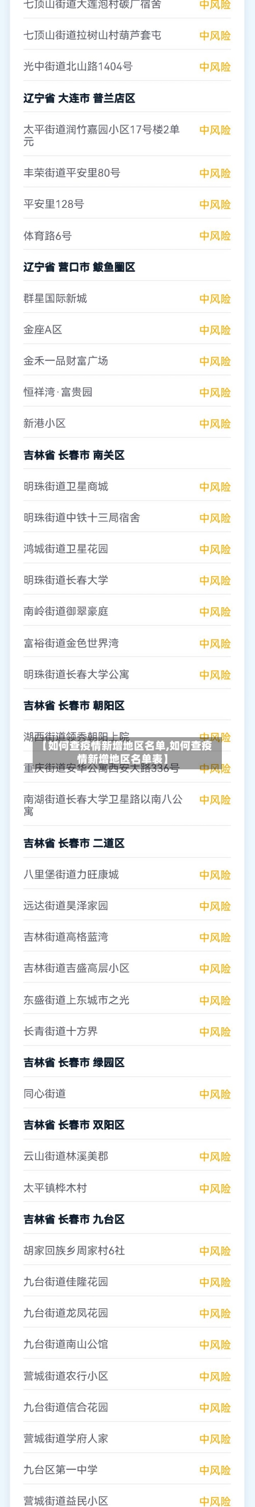 【如何查疫情新增地区名单,如何查疫情新增地区名单表】