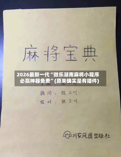 2026最新一代“微乐湖南麻将小程序必赢神器免费”(原来确实是有插件)-第2张图片