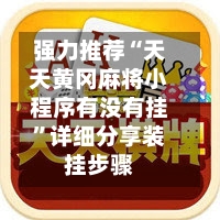 强力推荐“天天黄冈麻将小程序有没有挂”详细分享装挂步骤-第2张图片
