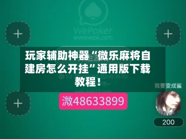 玩家辅助神器“微乐麻将自建房怎么开挂”通用版下载教程！-第3张图片
