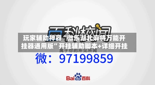 玩家辅助神器“微乐湖北麻将万能开挂器通用版”开挂辅助脚本+详细开挂-第2张图片