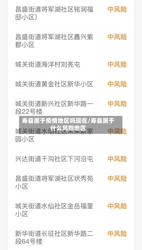 寿县属于疫情地区吗现在/寿县属于什么风险地区