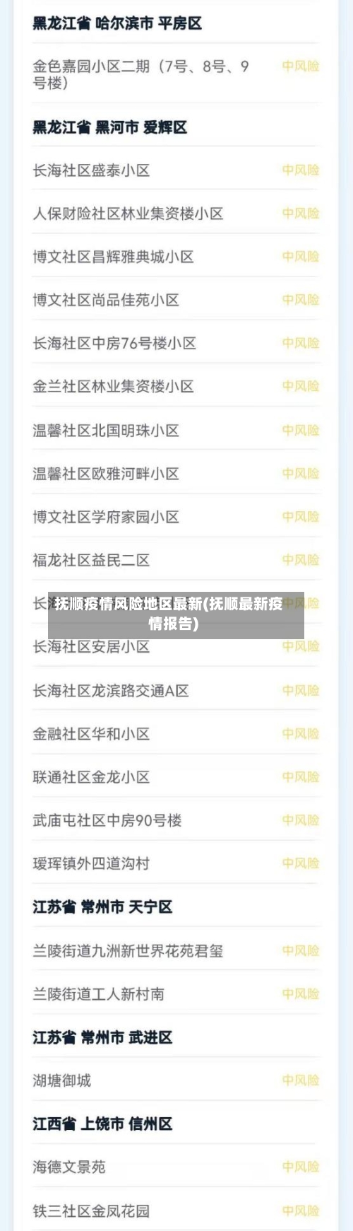 抚顺疫情风险地区最新(抚顺最新疫情报告)