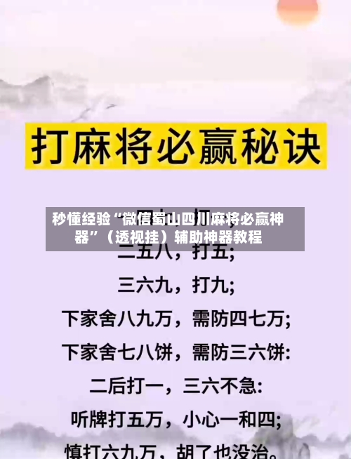 秒懂经验“微信蜀山四川麻将必赢神器	”（透视挂）辅助神器教程-第2张图片