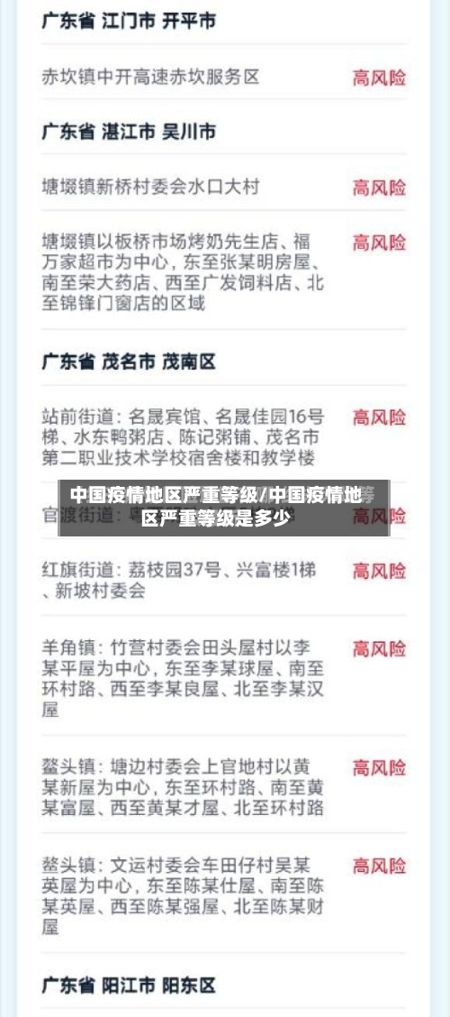 中国疫情地区严重等级/中国疫情地区严重等级是多少