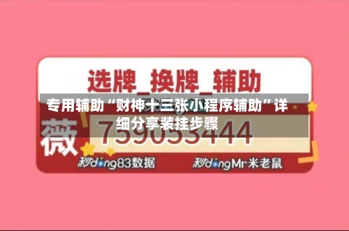 专用辅助“财神十三张小程序辅助”详细分享装挂步骤