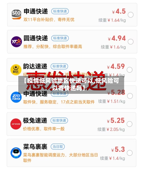 【疫情低风险地区快递可以,低风险可以寄快递吗】