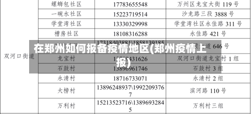 在郑州如何报备疫情地区(郑州疫情上报)