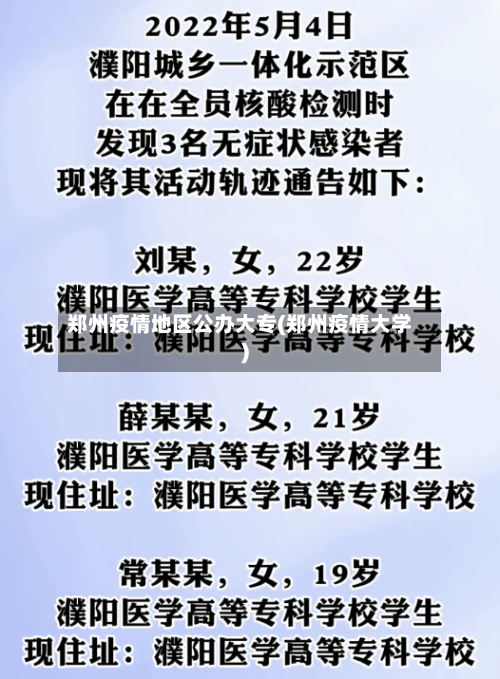 郑州疫情地区公办大专(郑州疫情大学)