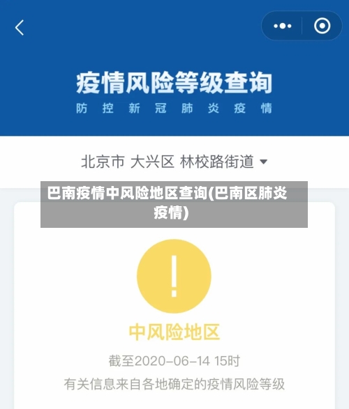 巴南疫情中风险地区查询(巴南区肺炎疫情)-第2张图片