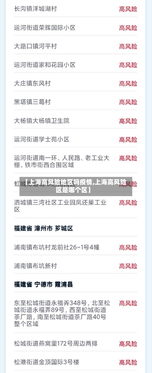 【上海高风险地区吗疫情,上海高风险区是哪个区】